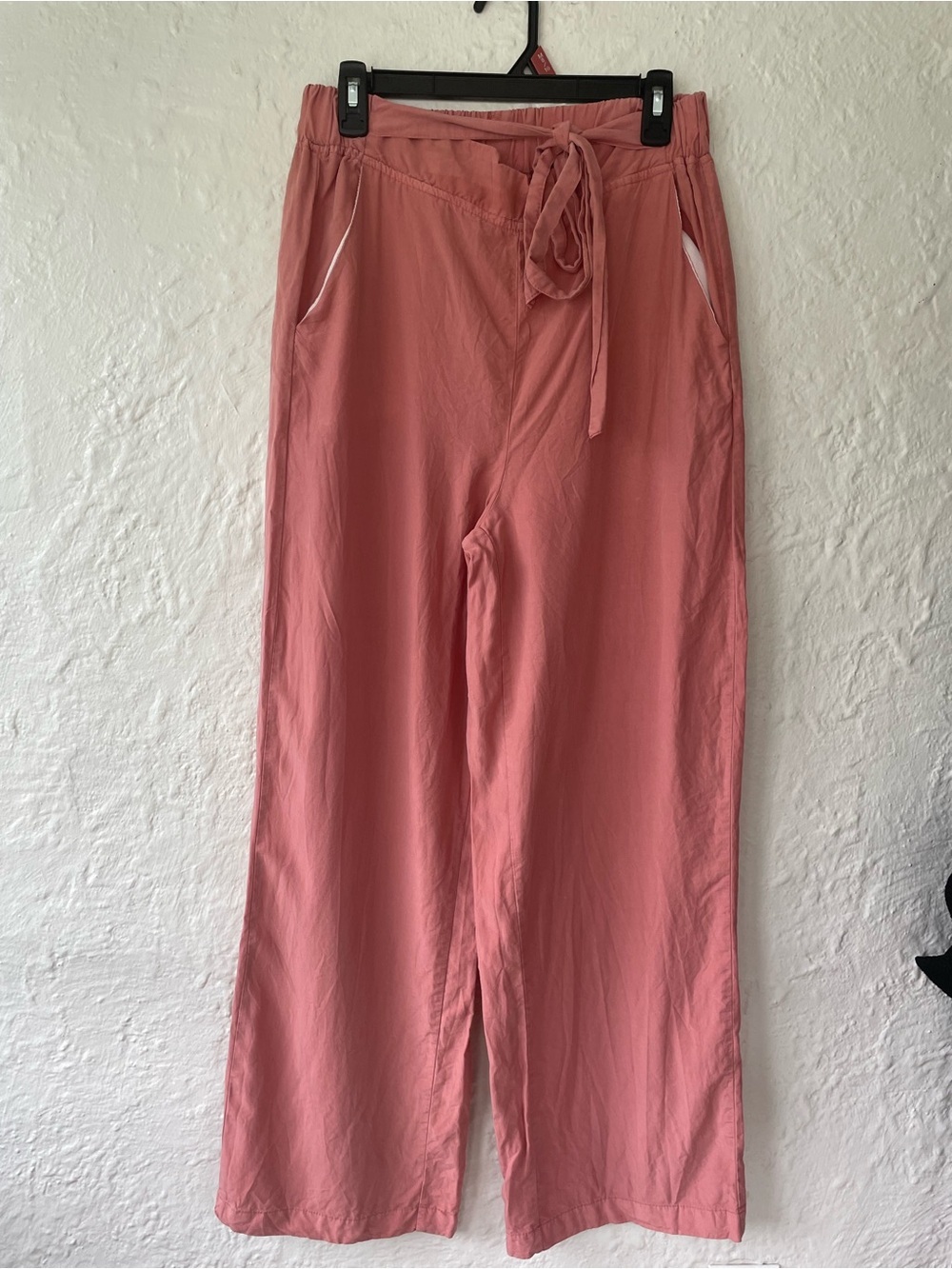 Anthropologie Thread & Supply Tencell  brick dust wide leg pants tie waist; M